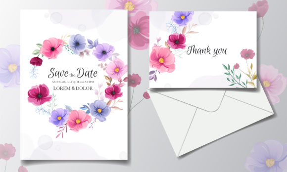 Colorful Hand Drawn Floral Wedding Card: A Timeless and Customizable Design Choice