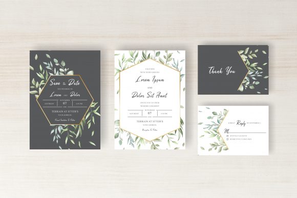 Greenery Watercolor Floral Wedding Card Design