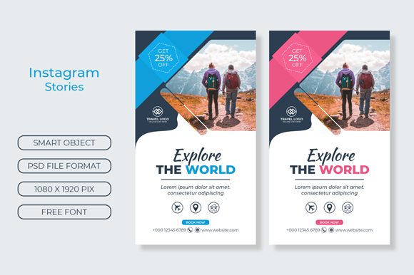 Travel Agency Stories Banner: A Customizable Design Tool for Social Media Engagement